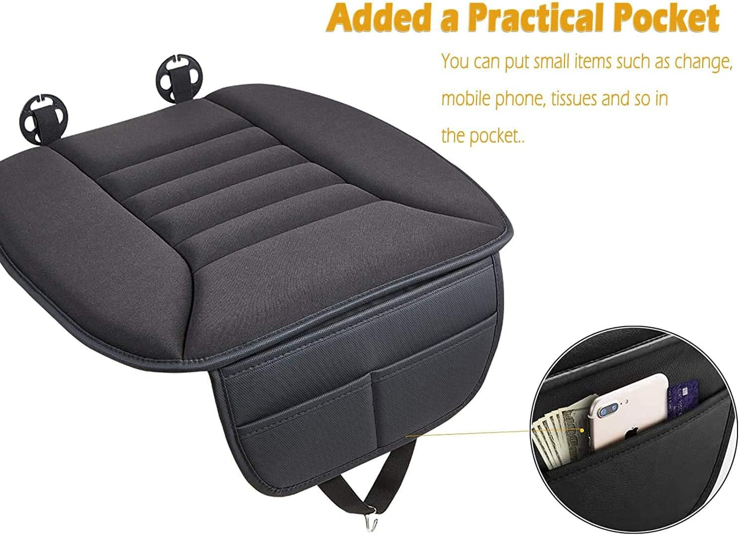 Coussin Voiture Siege,Housse De Siège, Mousse Mémoire Protection Chaise Confortable Antidérapant Tapis Couverture Siège, Pour Auto Bureau Domicile-Noir