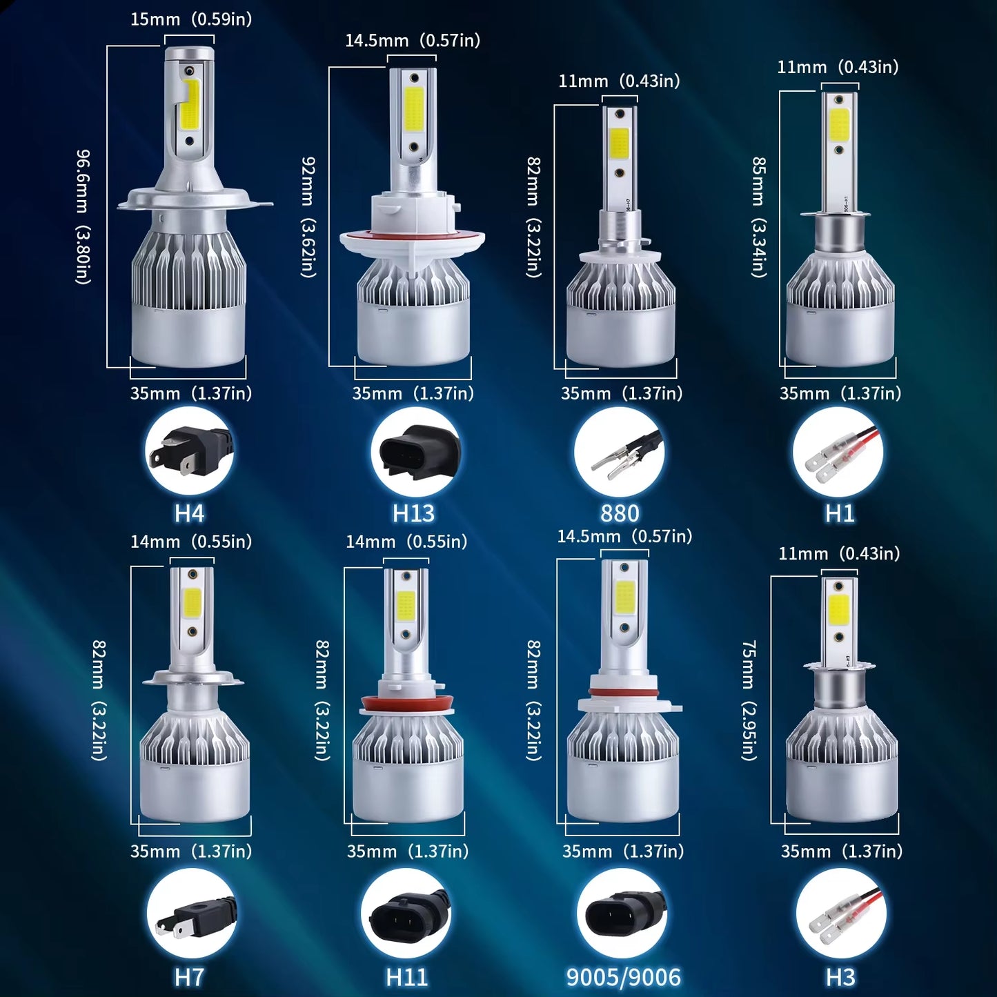 2Pcs C6 36W H11 H4 Hi/Lo H1 H7 COB LED H11 HB3 9005 HB4 9006 Car Headlight Bulbs Car Fog Light 12V 8000LM Auto Headlamps 6000K