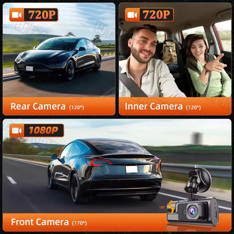 3 Channel Dash Cam for Cars 1080P Car Camera WIFI Video Recorder Front inside Rear View Camera Car DVR Black Box Car Assecories