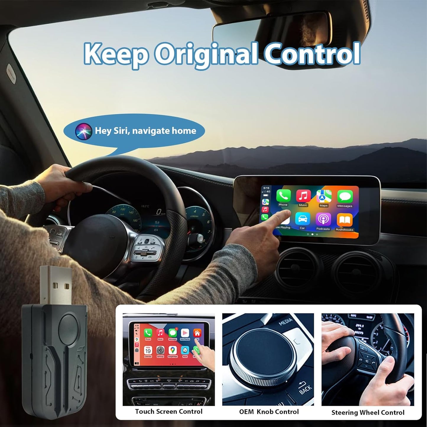 Autonano Adaptateur USB Carplay Sans Fil, Adaptateur Automatique Android, Facile Plug & Play, Compatible Avec Les Voitures Ă Partir De 2016 Et Iphone Android Phone 2024 Mise Ă Niveau