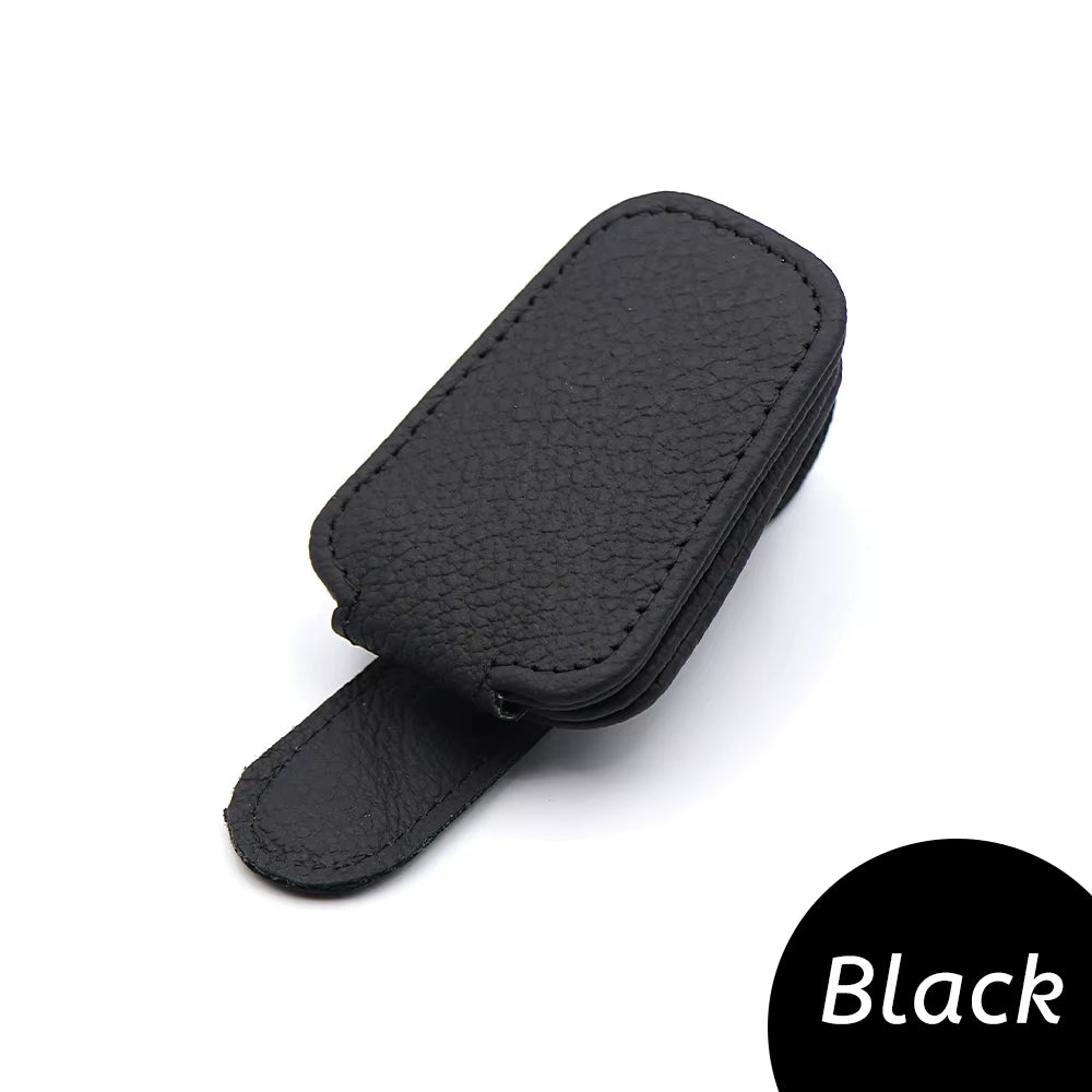 Multifunction Car Sun Visor Glasses Clip Leather Eyeglasses Clip Magnetic Sunglasses Holder Hanger Universal Interior Accessorie