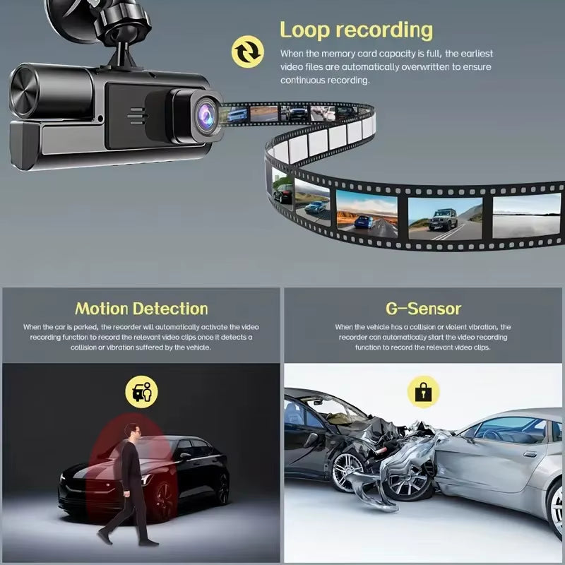 3 Channel Dash Cam for Cars 1080P Car Camera WIFI Video Recorder Front inside Rear View Camera Car DVR Black Box Car Assecories