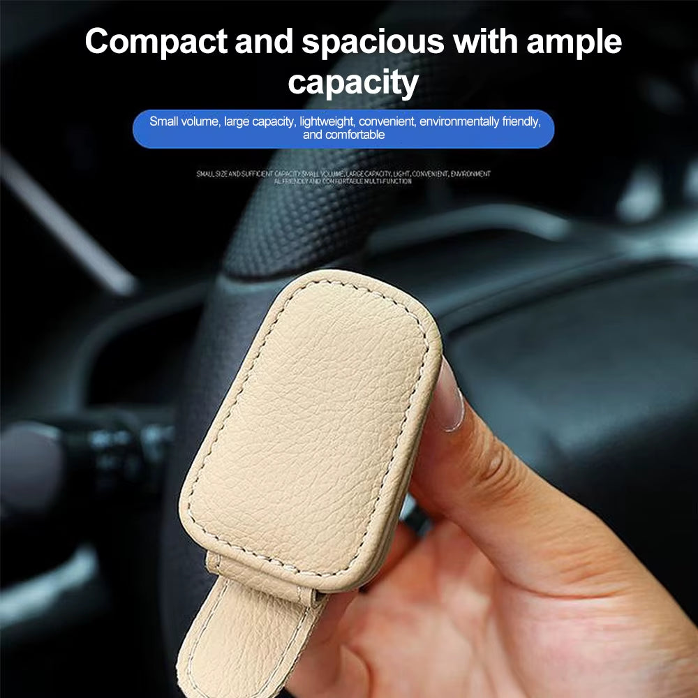 Multifunction Car Sun Visor Glasses Clip Leather Eyeglasses Clip Magnetic Sunglasses Holder Hanger Universal Interior Accessorie