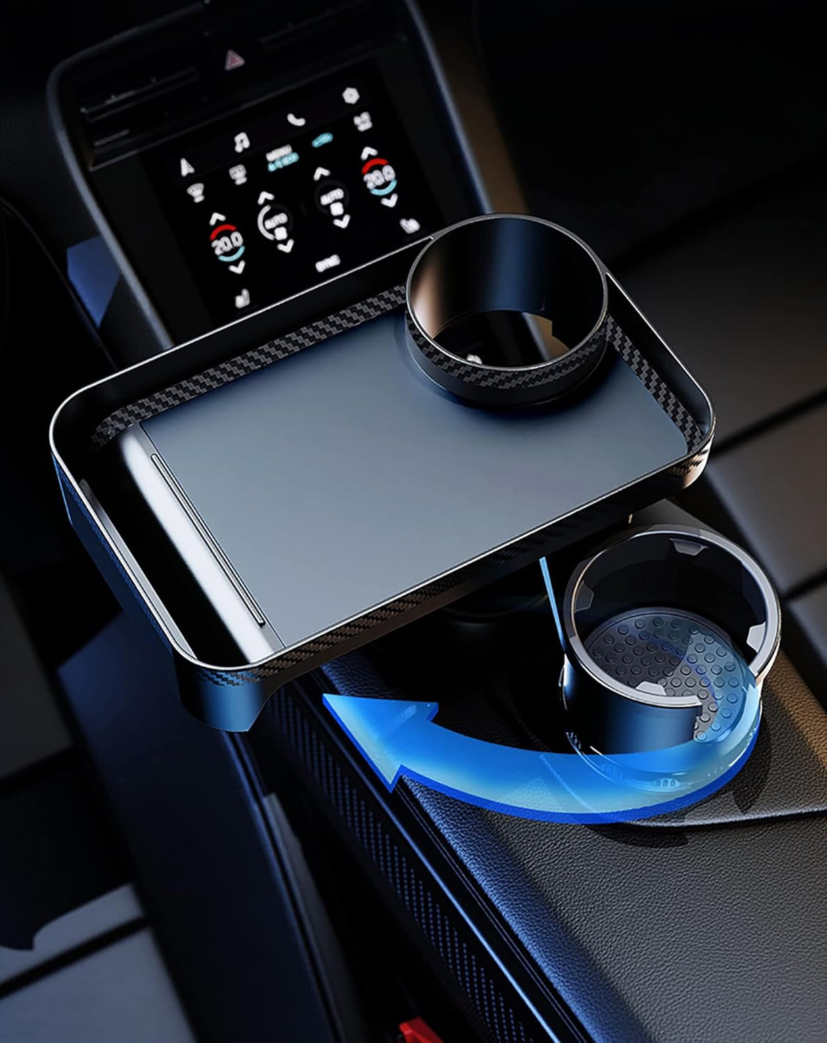 Porte-Gobelet De Voiture Multifonction Avec Plateau Amovible Rotatif À 360 °, Base Réglable
