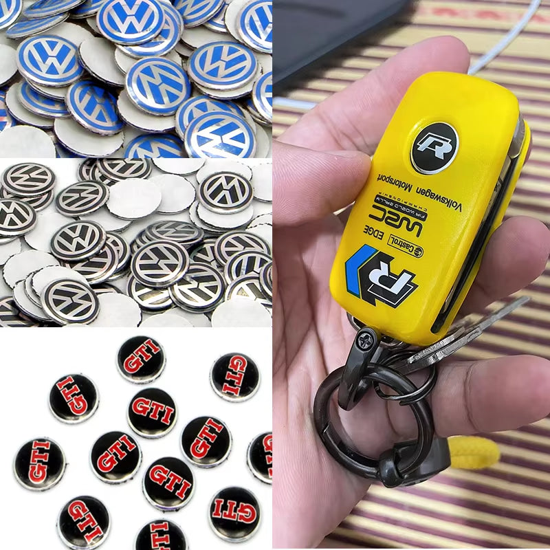 14MM Car Key Stickers Auto Control Keychain Emblem Accessories for VW Rline GTI R Polo Golf Passat Magotan Tiguan GTD