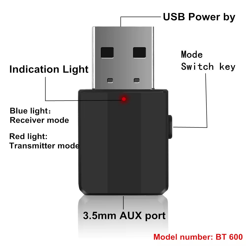 Wireless USB Bluetooth 5.0 Transmitter Receiver Mini 3.5Mm AUX Stereo Music Adapter for Car Radio TV Bluetooth Earphone