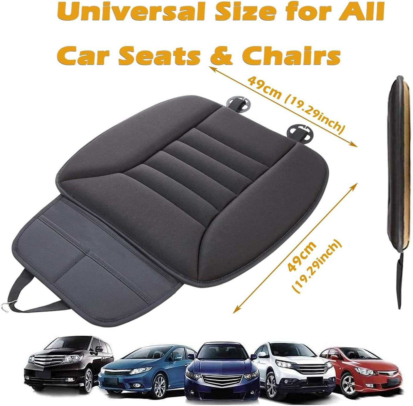 Coussin Voiture Siege,Housse De Siège, Mousse Mémoire Protection Chaise Confortable Antidérapant Tapis Couverture Siège, Pour Auto Bureau Domicile-Noir