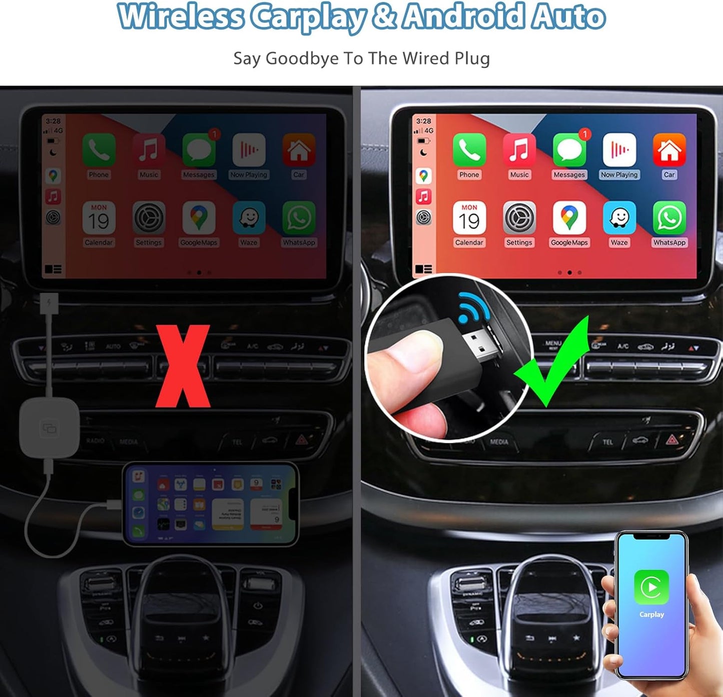 Autonano Adaptateur USB Carplay Sans Fil, Adaptateur Automatique Android, Facile Plug & Play, Compatible Avec Les Voitures Ă Partir De 2016 Et Iphone Android Phone 2024 Mise Ă Niveau