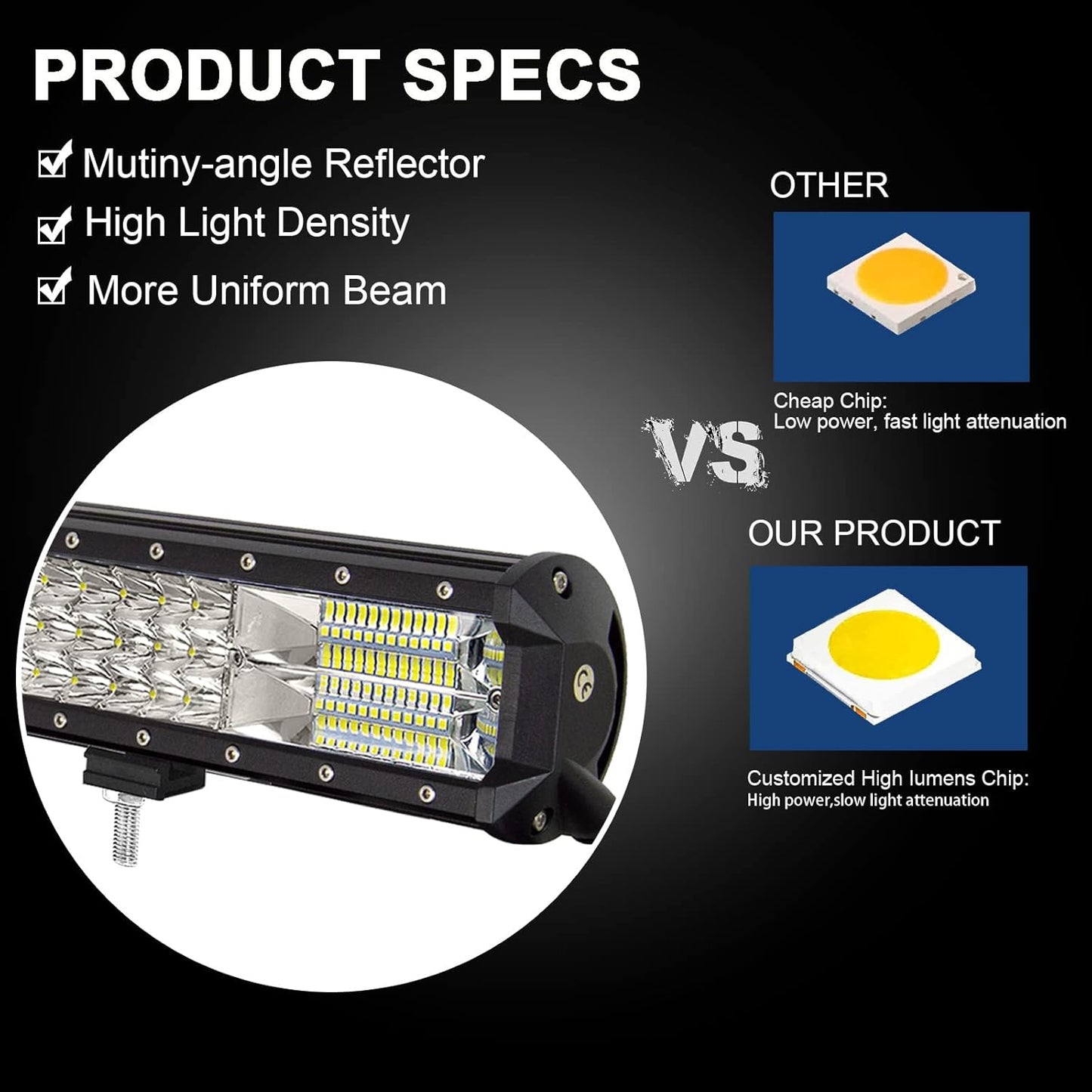Barre Lumineuse LED, 38 Cm 15 Pouces 216W Spot Et Inondation Combinée Barre De LED Pour Offroad Véhicules 4X4 Camion Tracteur SUV
