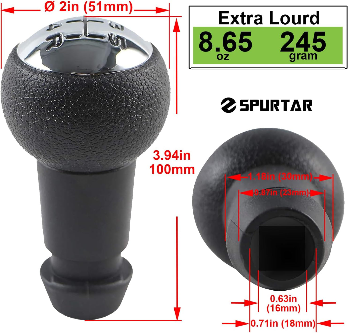 Pommeau De Levier De Vitesses Manuel 5 Vitesses Pour Peugeot 106 107 207 301 307 308 407 408 508 3008 1007 / Pour CITROEN C2 C3 C4 Picasso - Noir Et Argent
