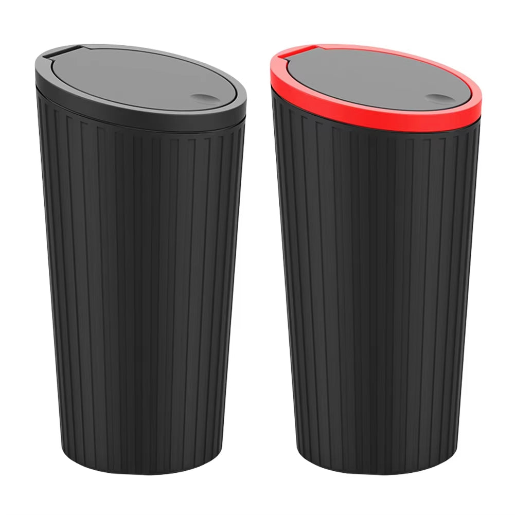 Press Type Car Trash Can Cup Holder Trash Bin with Lid Leakproof Waterproof Car Interior Rubbish Container Trash Can Accessories