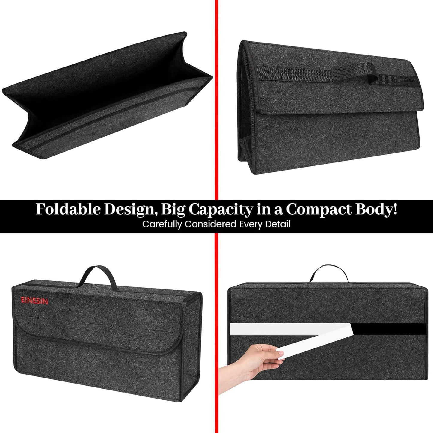 Sac De Coffre Voiture En Feutre, Organisateur De Coffre Pliable, Boite Rangement Pour Outils & Entretien - Shopping Et Accessoires De Voiture (L)