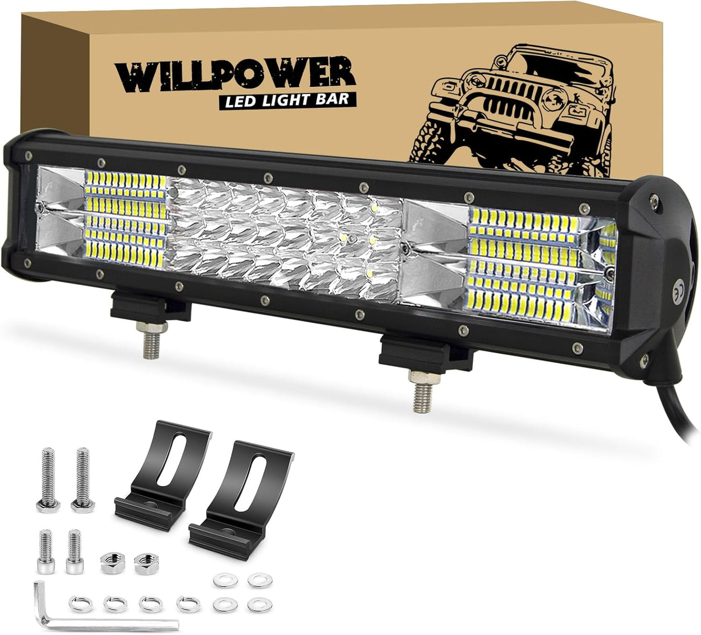 Barre Lumineuse LED, 38 Cm 15 Pouces 216W Spot Et Inondation Combinée Barre De LED Pour Offroad Véhicules 4X4 Camion Tracteur SUV