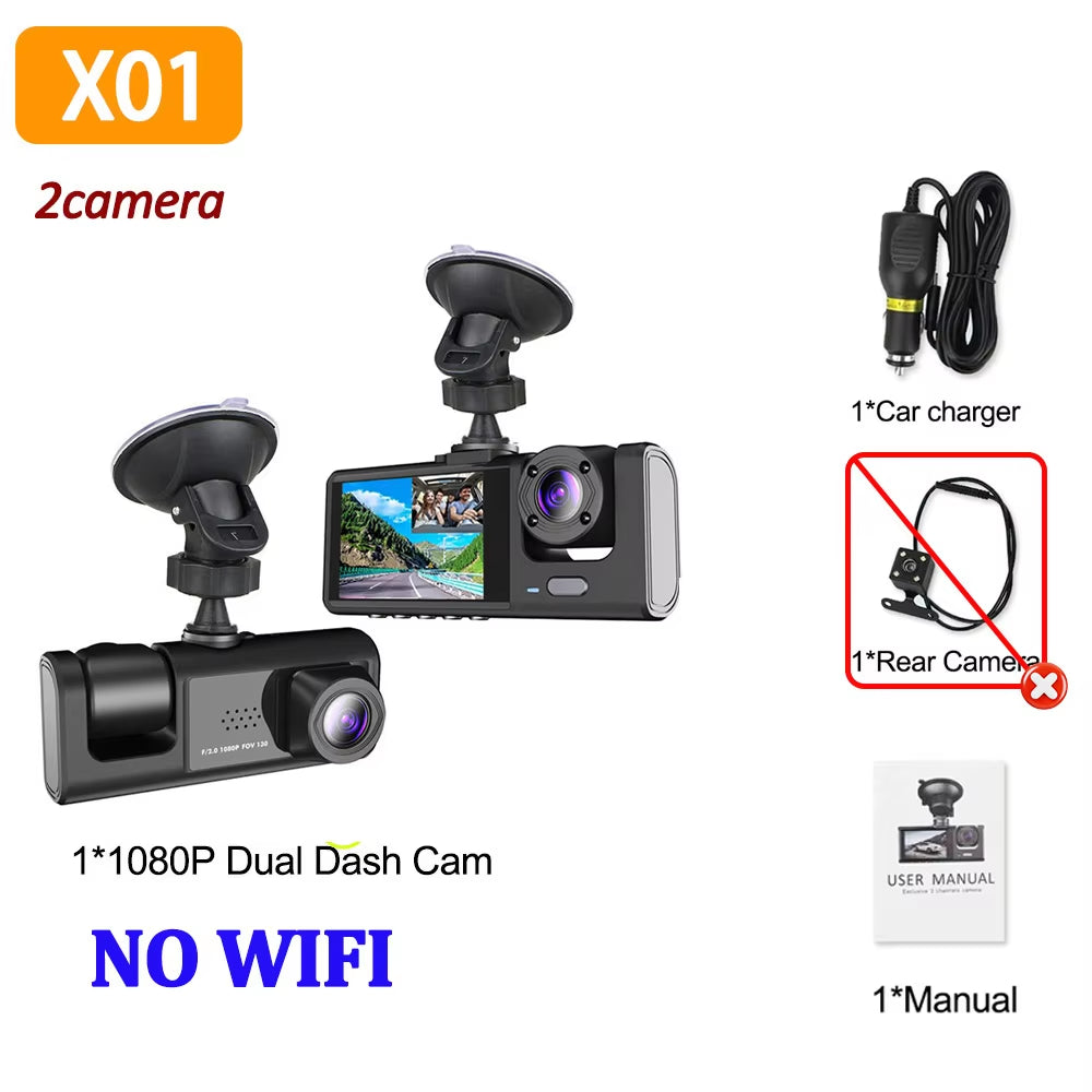 3 Channel Dash Cam for Cars 1080P Car Camera WIFI Video Recorder Front inside Rear View Camera Car DVR Black Box Car Assecories