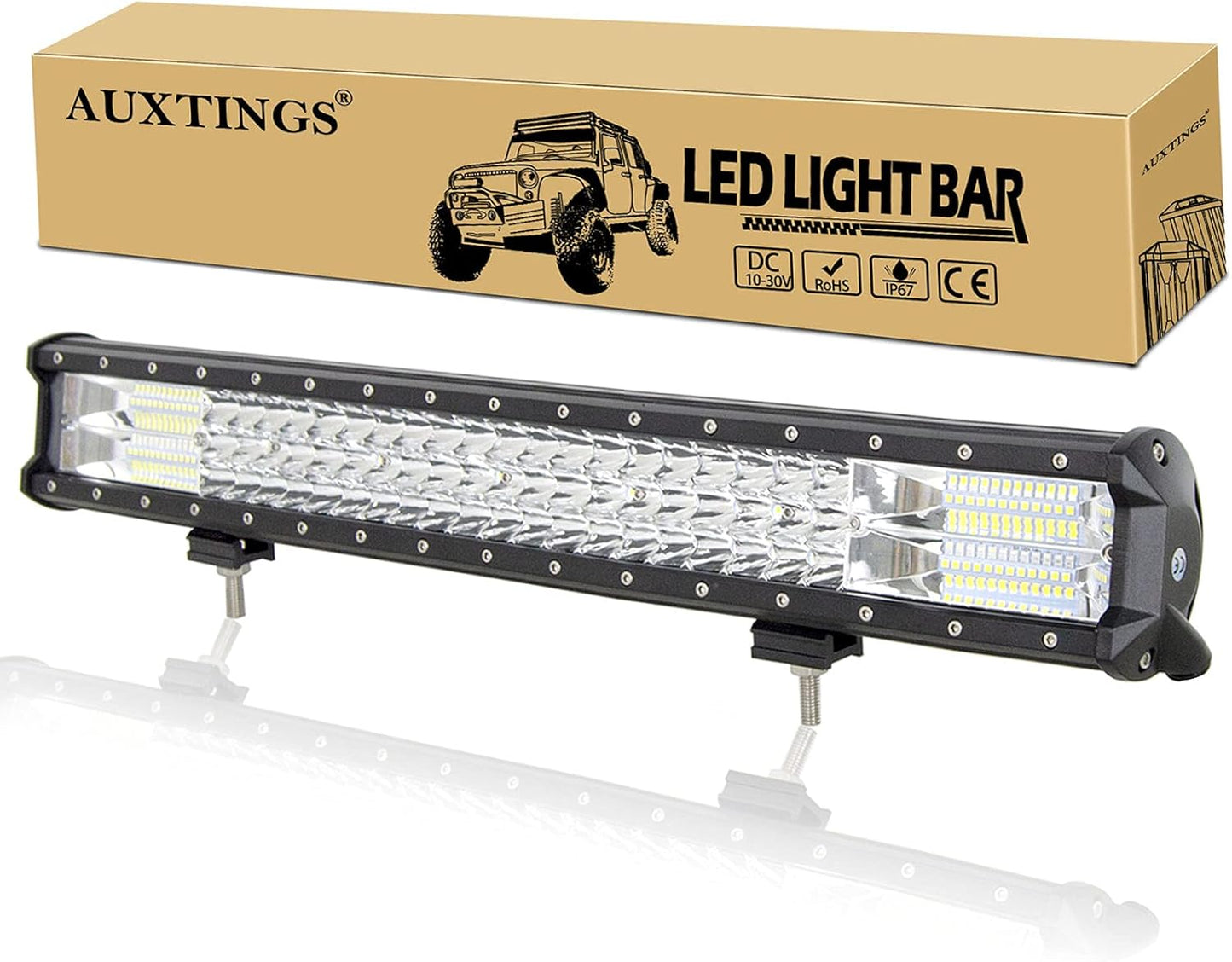 55 Cm 324W Triple Rangée 7D Barre Lumineuse LED De Travail Spot Inondation Combo Faisceau DC 12V-24V 6000K Offroad Véhicules 4X4 ATV Utvs