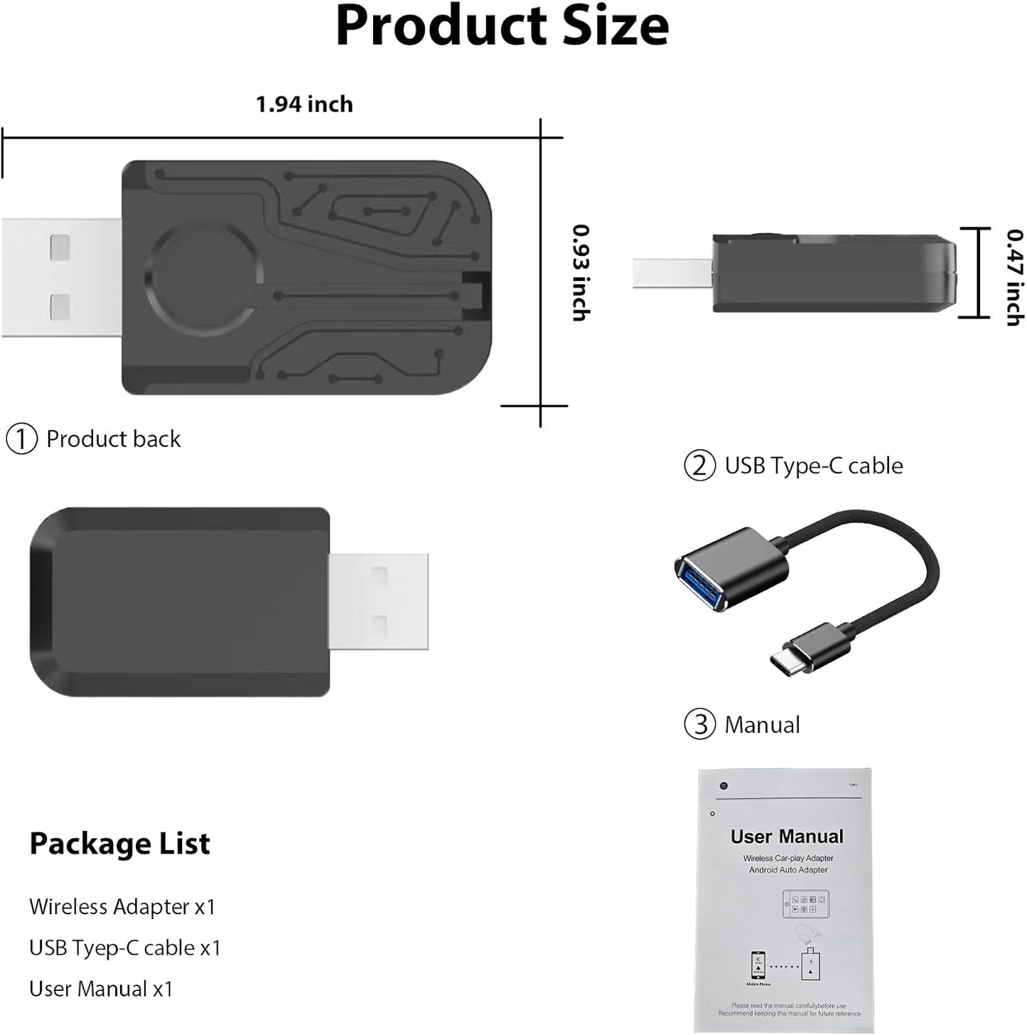 Autonano Adaptateur USB Carplay Sans Fil, Adaptateur Automatique Android, Facile Plug & Play, Compatible Avec Les Voitures Ă Partir De 2016 Et Iphone Android Phone 2024 Mise Ă Niveau