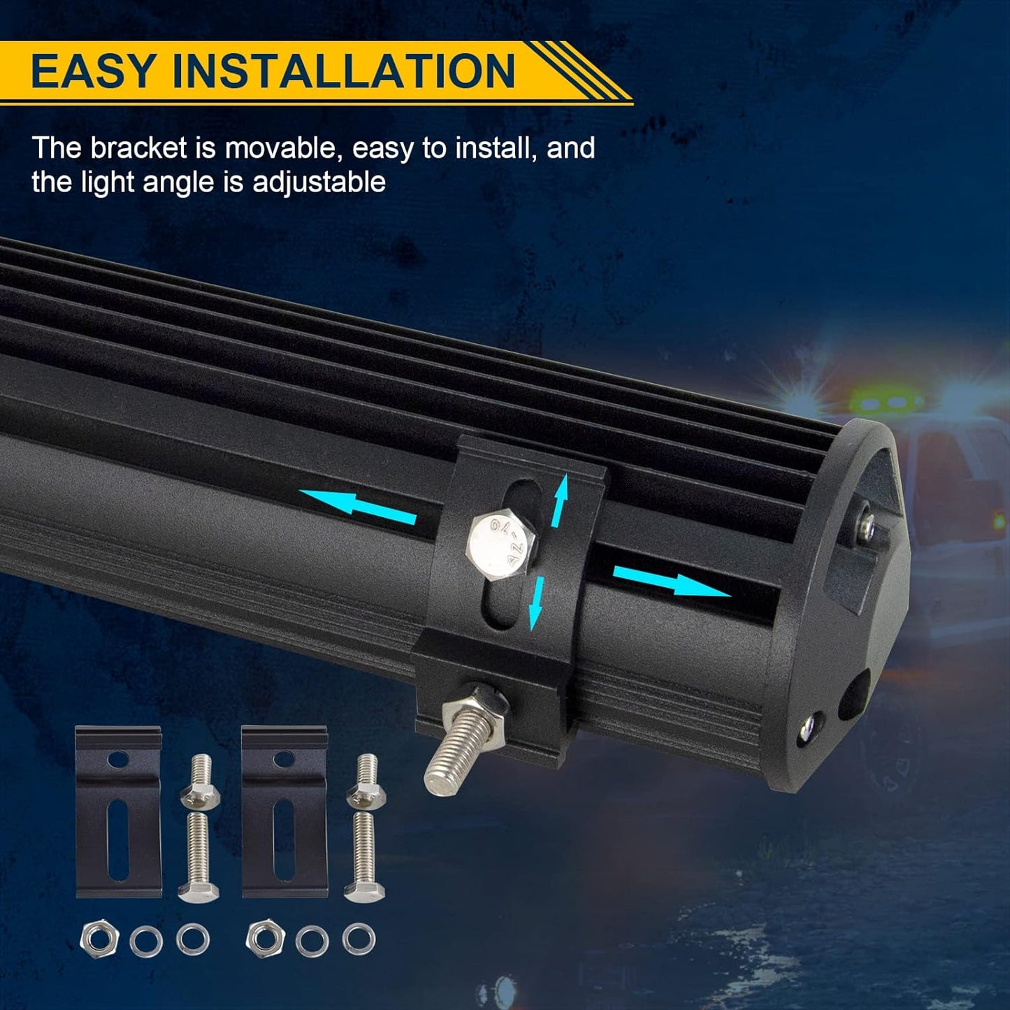 55 Cm 324W Triple Rangée 7D Barre Lumineuse LED De Travail Spot Inondation Combo Faisceau DC 12V-24V 6000K Offroad Véhicules 4X4 ATV Utvs