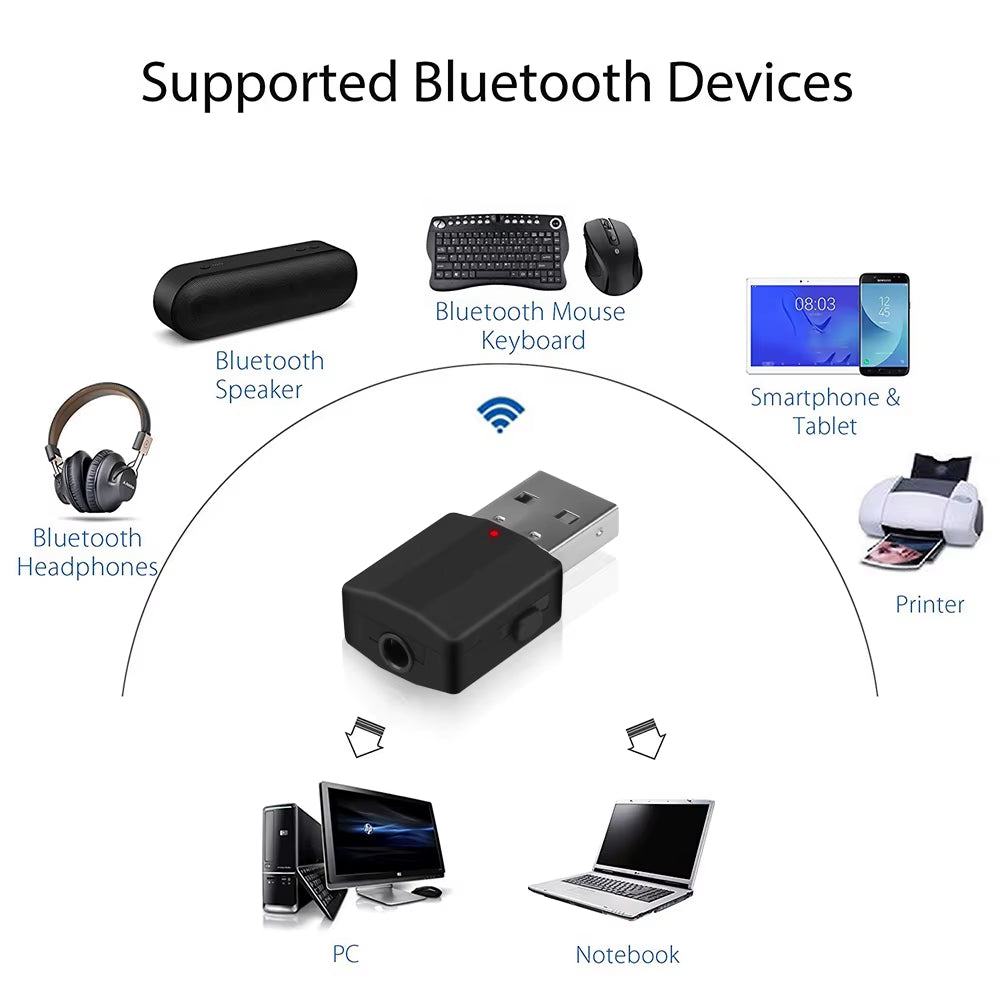 Wireless USB Bluetooth 5.0 Transmitter Receiver Mini 3.5Mm AUX Stereo Music Adapter for Car Radio TV Bluetooth Earphone