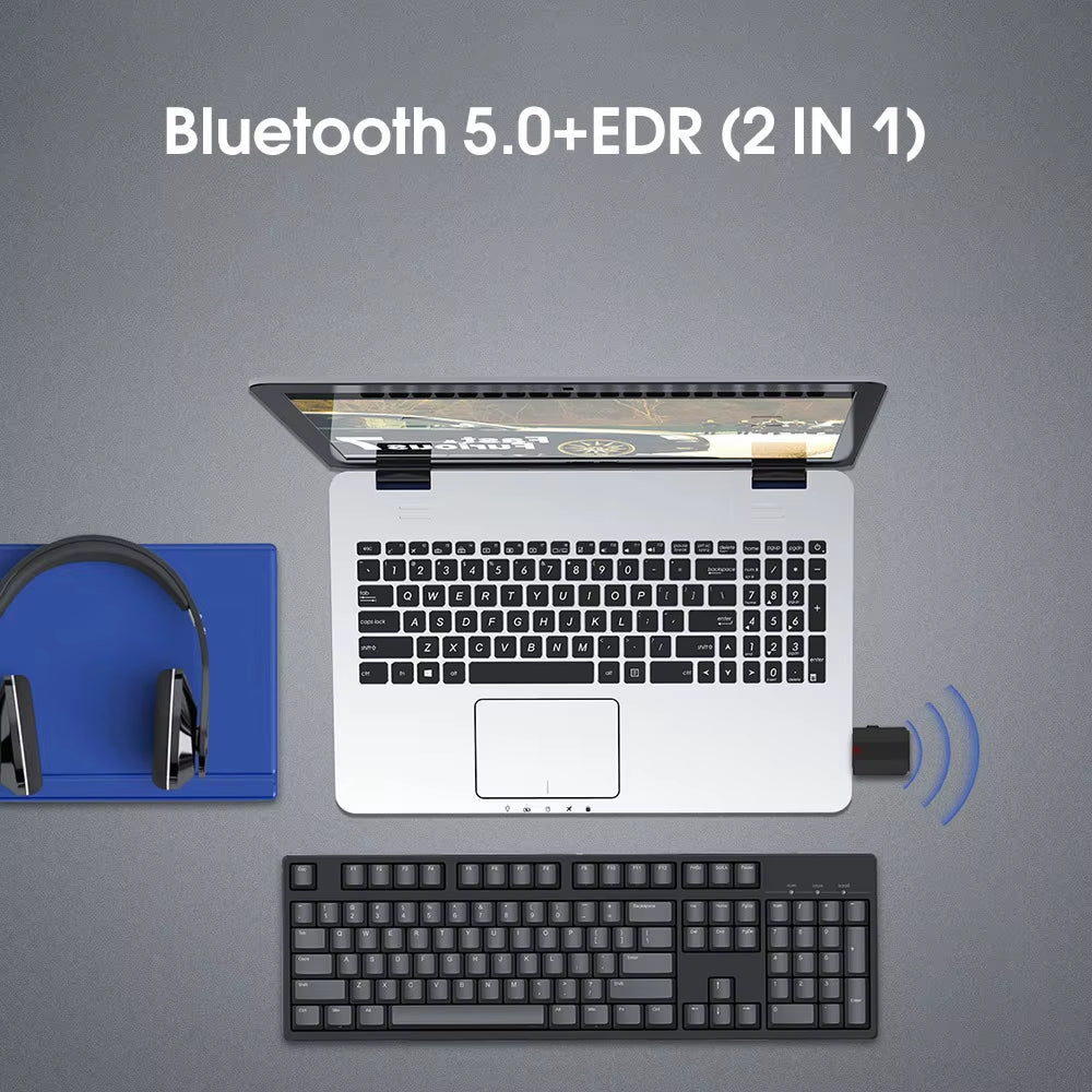 USB Bluetooth-Compatible 5.0 Receiver Transmitter 3.5Mm Car Audio Adapter TV Computer Wireless 2-In-1 Converter Plug and Play