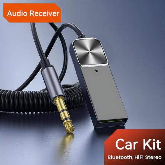 Bluetooth 5.5 Car Kit AUX Audio Receiver USB to 3.5Mm Hifi Stereo Music Navigation Handsfree with Mic Wireless Adapter Transmit