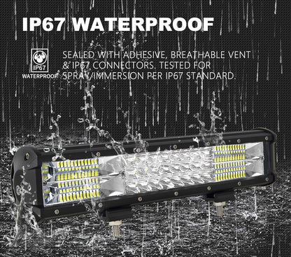Barre Lumineuse LED, 38 Cm 15 Pouces 216W Spot Et Inondation Combinée Barre De LED Pour Offroad Véhicules 4X4 Camion Tracteur SUV