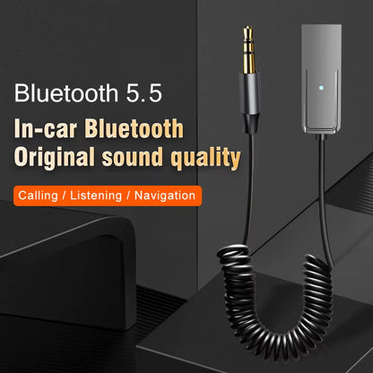 Bluetooth 5.5 Car Kit AUX Audio Receiver USB to 3.5Mm Hifi Stereo Music Navigation Handsfree with Mic Wireless Adapter Transmit