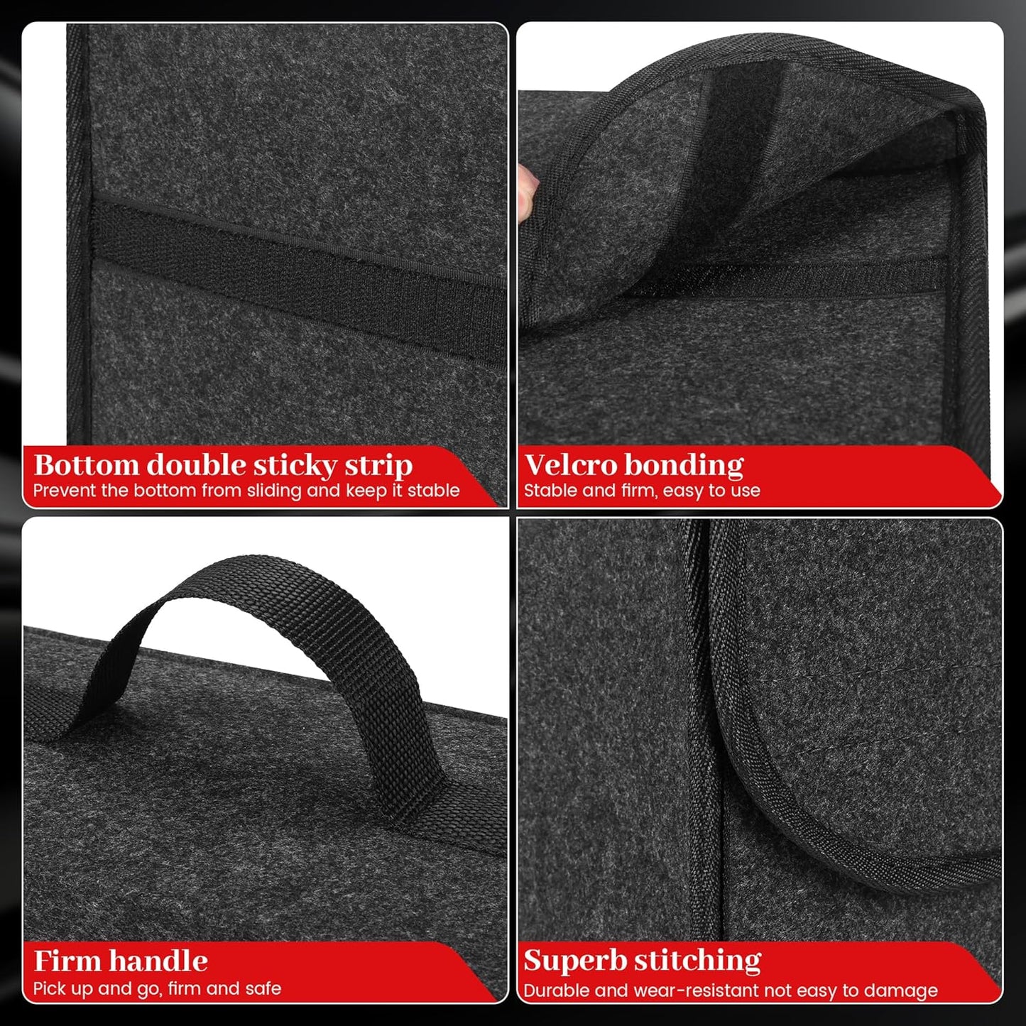 Sac De Coffre Voiture En Feutre, Organisateur De Coffre Pliable, Boite Rangement Pour Outils & Entretien - Shopping Et Accessoires De Voiture (L)