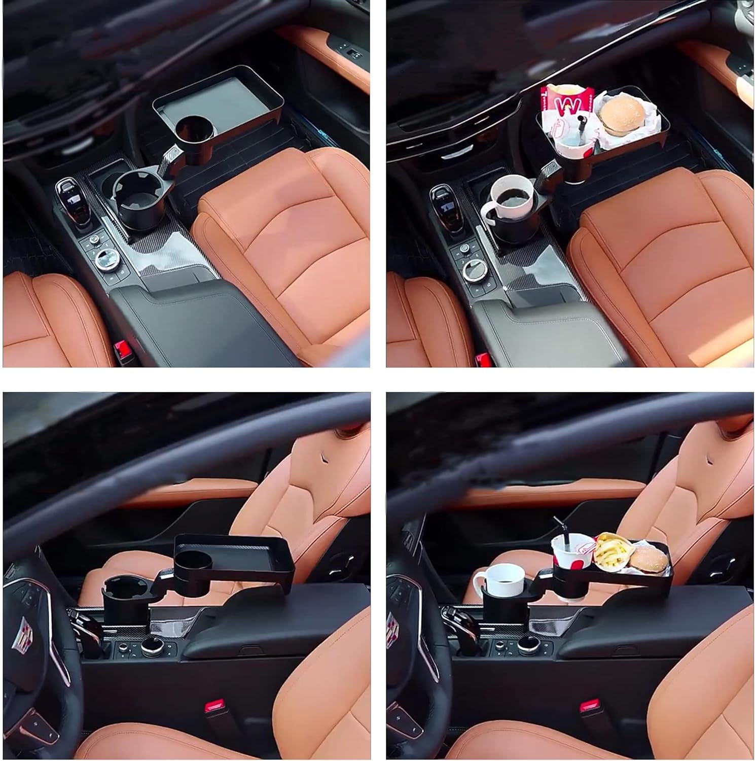 Porte-Gobelet De Voiture Multifonction Avec Plateau Amovible Rotatif À 360 °, Base Réglable
