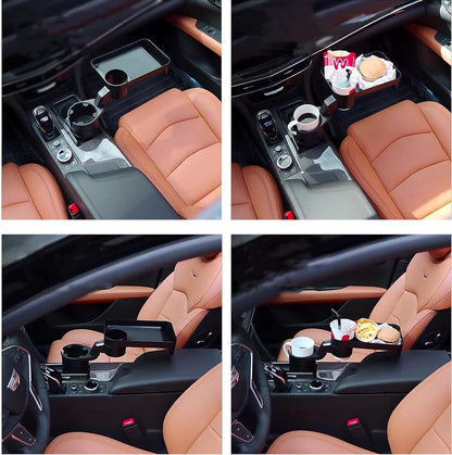 Porte-Gobelet De Voiture Multifonction Avec Plateau Amovible Rotatif À 360 °, Base Réglable