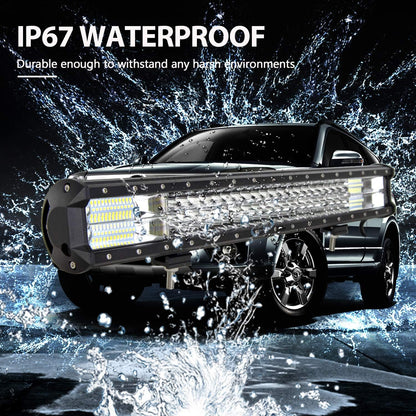 55 Cm 324W Triple Rangée 7D Barre Lumineuse LED De Travail Spot Inondation Combo Faisceau DC 12V-24V 6000K Offroad Véhicules 4X4 ATV Utvs
