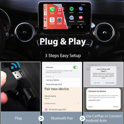 Autonano Adaptateur USB Carplay Sans Fil, Adaptateur Automatique Android, Facile Plug & Play, Compatible Avec Les Voitures À Partir De 2016 Et Iphone Android Phone 2024 Mise À Niveau