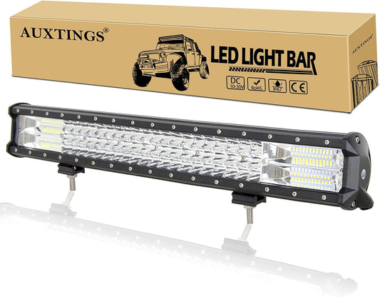55 Cm 324W Triple Rangée 7D Barre Lumineuse LED De Travail Spot Inondation Combo Faisceau DC 12V-24V 6000K Offroad Véhicules 4X4 ATV Utvs