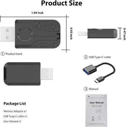 Autonano Adaptateur USB Carplay Sans Fil, Adaptateur Automatique Android, Facile Plug & Play, Compatible Avec Les Voitures À Partir De 2016 Et Iphone Android Phone 2024 Mise À Niveau