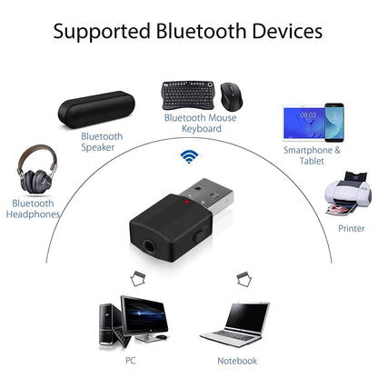 Wireless USB Bluetooth 5.0 Transmitter Receiver Mini 3.5Mm AUX Stereo Music Adapter for Car Radio TV Bluetooth Earphone